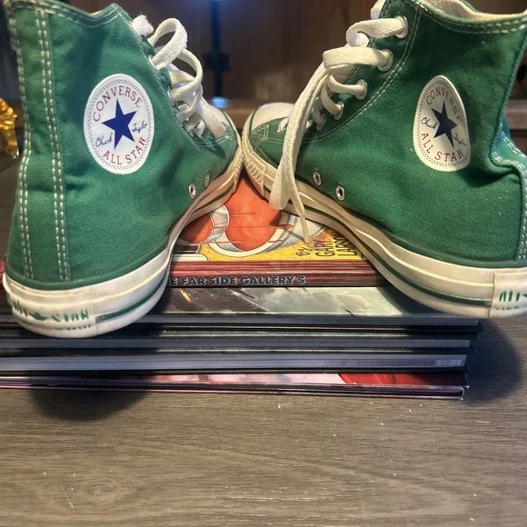 Green High Top Converse Chuck Taylor Sneakers Size Men's 9 Womens 11 VERY CLEAN - Picture 9 of 10
